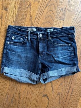 AG Adriano Goldschmied Dark Indigo The Hailey Rolled Cuff Denim Shorts size 27